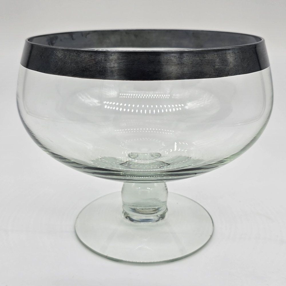 Vintage Silver Band Pedestal Compote Bowl